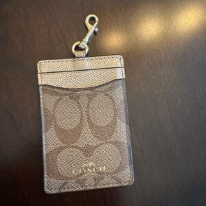 Coach Brown and Tan/Gold Key & Card Holder